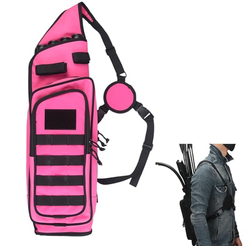 XTACER Multi-Function 4-Tubes Back Field Quiver Training Archery Arrow Quiver for Field Tips Arrows Takedown Bow (Hot Pink)