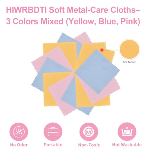 HIWRBDTI 120 PCS Jewelry Cleaning Cloth - 3.15 x 3.15 Inches, Small Polishing Cloths for Jewelry, Sterling Silver, Gold, Brass, Platinum, Silver Cleaner Polish Cloth - 3 Color Mixed (Yellow, Blue, Pink) by HIWRBDTI - Image 2