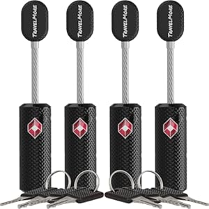 4-Pack TSA Approved Luggage Locks with Keys for Travel | Flexible, Ultra Secure Mini Key Padlocks Made from Zinc Alloy | Luggage Locks | TSA Locks | Black