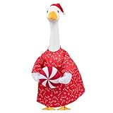 kedaijin Christmas Goose Outfit Dresses Clothes for 23' High Cement or Plastic Porch Goose Costume for Yard Lawn Outdoor Garden Patio Statue Xmas Santa Holiday Decor
