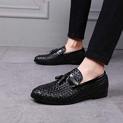 Santimon Loafers Men Fashion Woven Dress Driving Flats Slip on Moccasins Casual Shoes Black 10 US | Image 6