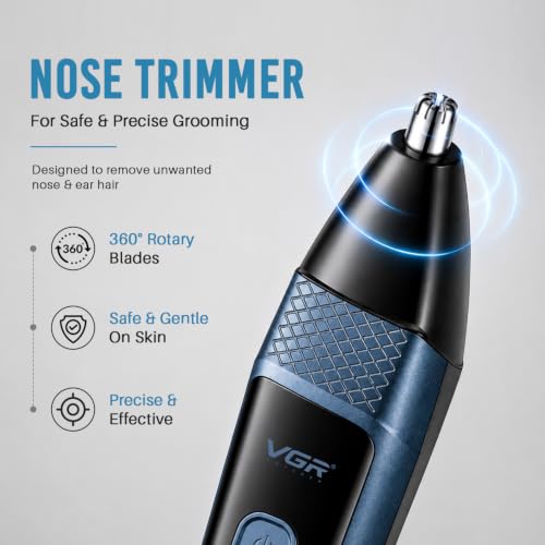 Image of VGR VL-366 Limited Edition 3-in-1 Grooming Kit for Men & Salon with 90 min Long Runtime | Powerful 600mAh Lithium Battery | All-in-One Trimmer kit for Face, Nose, Ear, and Body Grooming (Blue)