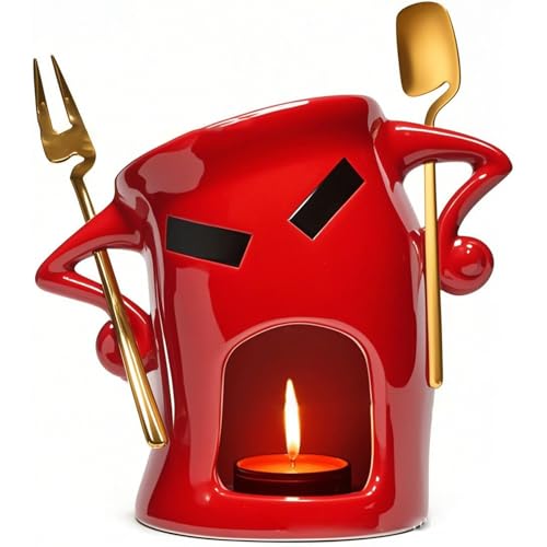 kesurpae Juego de tazas de chocolate personalizadas. Incluye tenedor para fondue. Capacidad para fondue. Resistente a roturas. Ideal para queso, Rojo, 19 * 14 * 10