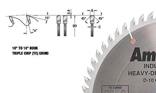 Amana Tool - 712601 Carbide Tipped Cut-Off & Crosscut 12" Dia x 60T Tcg, 15 Deg, 1 I
