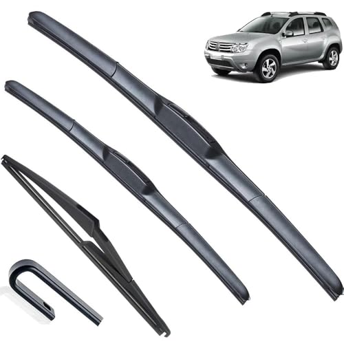 Kit de balais d'essuie-glace avant et arrière compatible avec Dacia Renault Duster MK1 2009-2013 Pare-brise Pare-brise 20