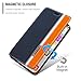 Shantime Classic Stripes Faux Leather Flip Case Compatible with Ulefone RugOne Xever 7 Pro, Invisible Magnetic Cover with Card Slot, Contrast Color Design(Blue)