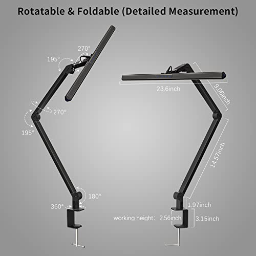 Kablerika Led Desk Lamp With Clamp, 17W Super Bright Architect Swing Arm Desk Light For Home Office, Eye-Caring Task Table Lamp, Dimmable&6 Color Modes, Great Range Of Motion For Office Lighting #TOP1