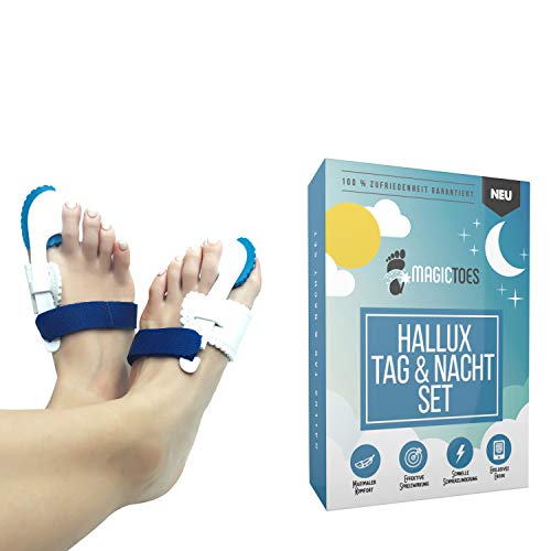 MAGICTOES® Hallux Valgus Tag & Nacht Set - 2 x Hallux Valgus Schienen + 2 x...