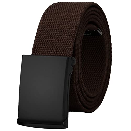 Falari Canvas Web Belt Fully Adjustable Cut to Fit Golf Belt Flip Top Black Buckle - Dark Brown
