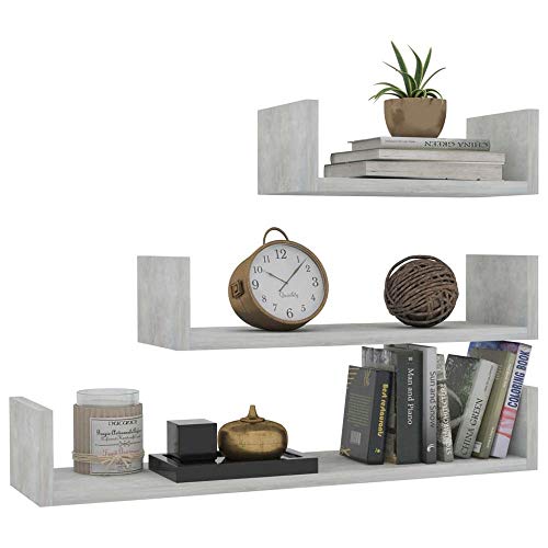 Estantería de Pared Flotante Blanco Juego de 3 Estantes para Libros CDs Baldas Flotantes Decoración de Pared para Habitación/Sala de Estar [EU Stock]