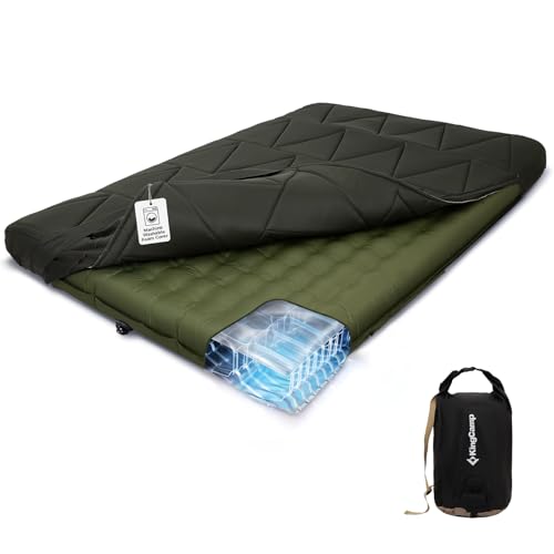 Image of KingCamp Double Camping Mattress with Removable Memory Foam Cover, 6.7 inch Thick 2 Person Air Sleeping Pad, Heavy Duty Tent Bed for Couples & RV Camping