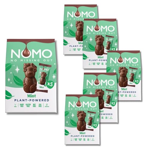 NOMO Mini Reindeers Box Mint - 6er Pack (6x53g) - Mit Minczcreme-Füllung - Geschenkbox mit Schokolade - Allergenfrei - Vegan Glutenfrei Erdnuss-/Nussfrei - mit zertifizierter Schokolade