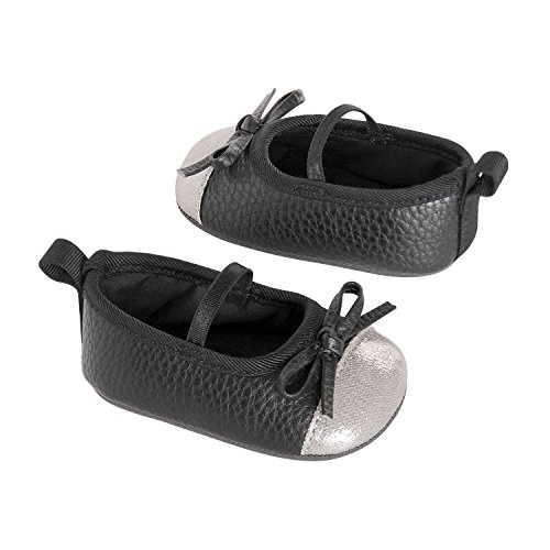 Carter's Baby-Girl's Soft Sole Mary Jane Dress Crib Shoe, Black/Black Metallic, 6-9 Months Regular US Infant