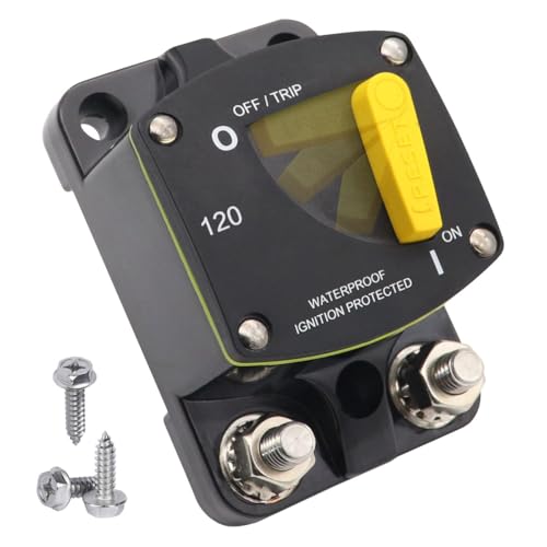 Image of 120A Amp Circuit Breaker Switchable | UL Certified | Manual Reset Overload Protection, for Automotive RV Solar Battery System 12V-48V DC, IP66 Waterproof, Surface Mount