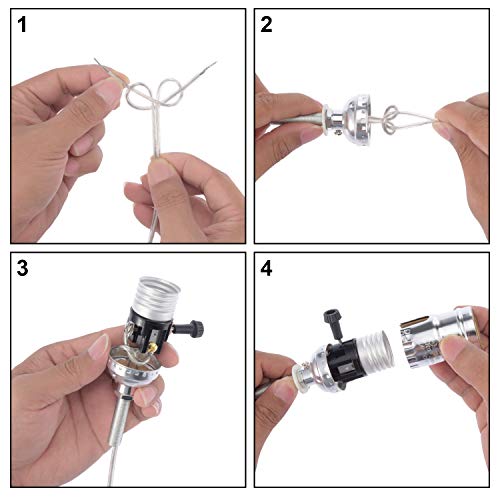 Canomo 2 Sets Table Lamp Kit Repair Or Diy Lamp Kit With 8 Inch Harp, 2 Pieces 12 Inch Lamp Pipe, 3-Way Socket And All Parts Needed And Instructions For Diy Lamp Design Or Repair thumb #2