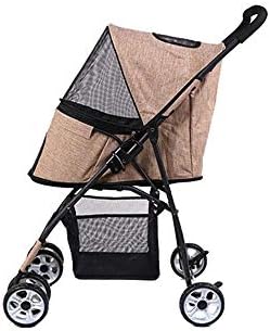 GMLSD Trolleys,Trailers Trolley Jogger Buggy Carrier Pram Lightweight Foldable Dog Cat Bicycle 4-Rounds Outdoor Travel Cart/Beige