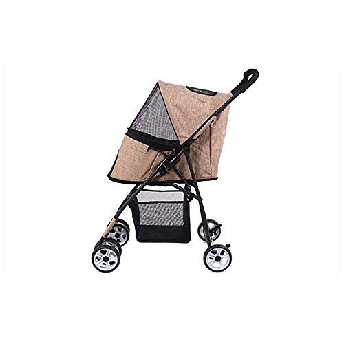 Lxdzxy Trolleys,Trailers Trolley Jogger Buggy Carrier Pram Lightweight Foldable Dog Cat Bicycle 4-Rounds Outdoor Travel Cart/Beige #TOP19
