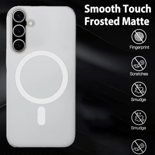 Image of SHINESTAR Back Cover for Samsung Galaxy A26 5G | Frosted Semi-Transparent Slim Case | Only Compatible with Wireless Magnetic Accessories | Hard Back, Matte Finish - White