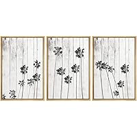 SIGNWIN Framed Canvas Print Wall Art Black and White Palm Trees Decorative Shapes Illustrations Modern Art Rustic Relax/Calm Warm for Living Room, Bedroom, Office - 16