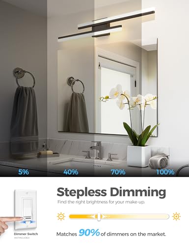 Image of L LOHAS LED Bathroom Vanity Light Bar Over Mirror 3CCT 32Inch Modern Black