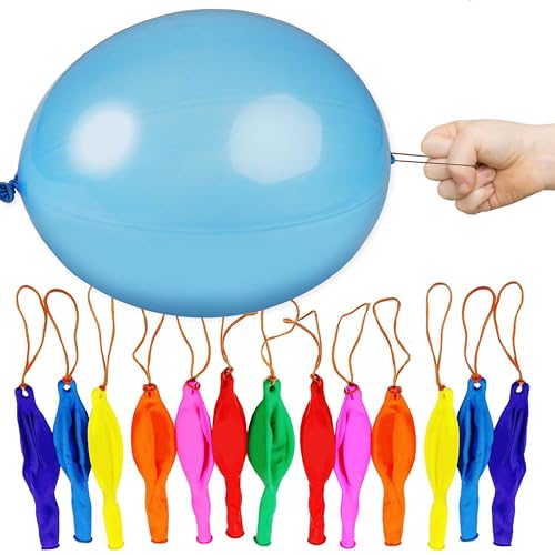 THE TWIDDLERS 50er Set XL Punch Luftballons (46 cm) - Groß Bunte Gummiband-Ballons als Mitgebsel für Kindergeburtstag und Partytüten-Füllung