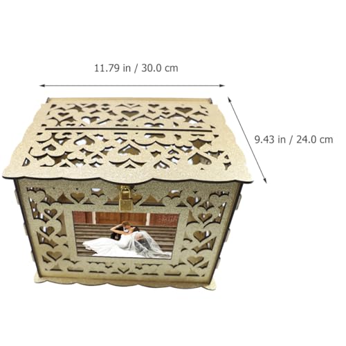 Caja de madera dorada POPETPOP con acabado calado ornamental premium 3