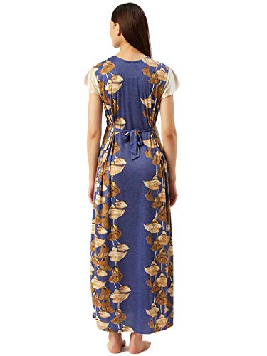Image of Klamotten Printed Cotton Blend Burgandy Women Nightdress