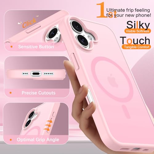 Image of BENTOBEN Magnetic for iPhone 17 Case 6.3 inch 2025, [Compatible with Magsafe] Cute Slim Matte Military Shockproof Drop Protective Bumper Girl Women Men Boy Phone Cover for iPhone 17, Light Pink
