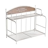 Rangement de cuisine et de salle de bains : Cette étagère de rangement vintage pliable à 2 étages est fabriquée en bois et en métal. Elle offre des rangements supplémentaires et une solution d'utilisation de l'espace, elle permet de désencombrer l'espace et de ranger les affaires