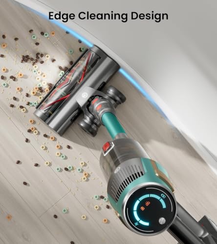 Image of CHEBIO Cordless Vacuum Cleaner, 550W /45Kpa Vacuum Cleaners for Home with LED Display, Anti-Tangle Cordless Stick Vacuum with 65Min, Lightweight Wireless Vacuum (Black)