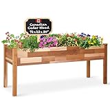 Jumbl, Cedar Raised Garden Bed, Elevated Wood Planter for Growing Fresh Herbs, Vegetables, Flowers, Succulents - 72x23x30”
