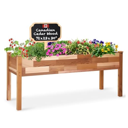 Jumbl Raised Canadian Cedar Garden Bed | Elevated Wood Planter for Growing Fresh Herbs, Vegetables, Flowers, Succulents & Other Plants at Home | Great for Outdoor Patio, Deck, Balcony | 72x23x30”