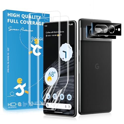 JavoYion 2+2 Pack for Google Pixel 7 Pro Screen Protector and Camera Protectors Positioner Fingerprint Support Anti-Scratch Case Friendly Screen Protector for Pixel 7 Pro 5G
