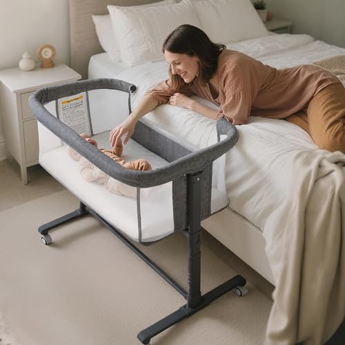 Kinder King Baby Bassinet w/Wheels, Folding Portable