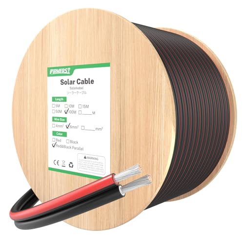 FIRMERST Solarkabel 2×6mm für Photovoltaikanlagen rot schwarz 100 Meter