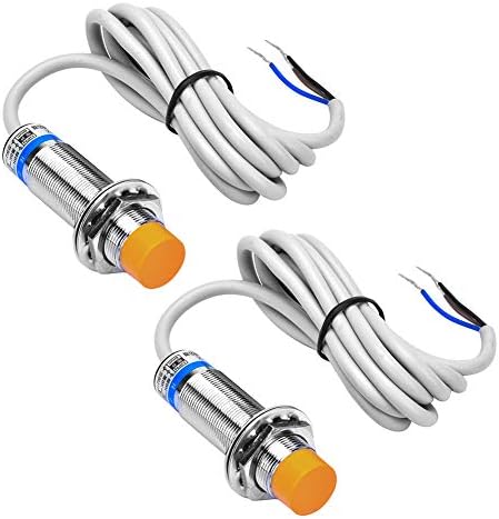 InduSKY 2pcs 8mm Inductive Proximity Sensor Detecting Distance Approach Sensor Cylinder Proximity Switch NPN NO DC 6-36V 300mA 3-Wire (Diameter 18mm)