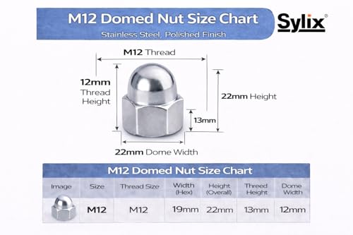Image of SYLIX 12MM Stainless Steel Hex Dom Nut (10 PCS)