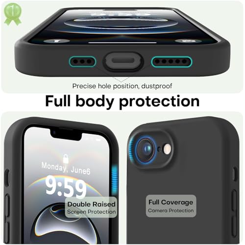 Image of LOVE 3000 Designed for iPhone 16e /17e Case, Premium Silicone with [Soft Anti-Scratch Microfiber Lining] Shockproof Protective Phone Case for Men Women Girls 6.1 inch, Black
