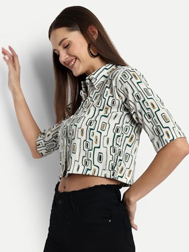 Image of TAGAS Women's Printed Short Sleeve Crop Shirt || Women's Shirt || Women's Crop Shirt || Girls Crop Shirt || Crop Shirt || Shirt (ST-11)