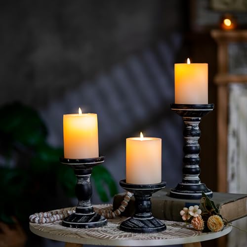 Romadedi-Wood-Candle-Holders-for-Pillar-Candles-Set-of-3-Tall-Farmhouse-Wooden-Candlestick-Holder-Rustic-Candle-Stand-for-Fireplace-Mantle-Shelf-Table-Home-Decor-Black-396-83 Romadedi Wood Candle Holders for Pillar Candles Set of 3 Tall Farmhouse Wooden Candlestick Holder Rustic Candle Stand for Fireplace Mantle Shelf Table Home Decor Black 396 83