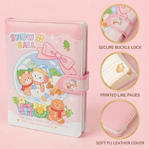 Image of FunBlast Diary for Girls - Christmas Kawaii Diary for Kids, Journal Diaries for Girls, Notepad for Students Stationary Items, Birthday Gifts (98 Sheets) (Pink)