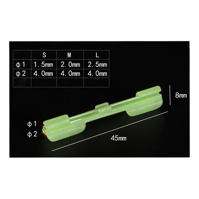 60 clips luminosos para punta de caña de pesca tamaños S/M/L miniatura 2