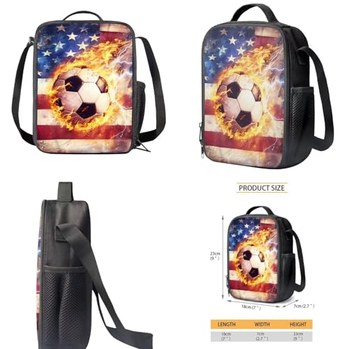 Football Print Boys Backpack and Lunch Bags for School Soccer Bookbag for Kids 8-12 Elementary Primary Middle School Bags Pencil Case Students Satchel Daypack Rucksack4