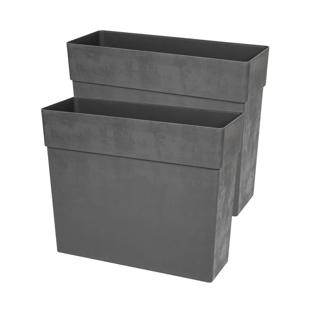 Kreher XXL Sichtschutz-Pflanzkübel mit Rollen – 80x29x65 cm, wetterfest, Naturstein-Optik in Anthrazit, Braun oder Weiß, mit Entwässerungssystem und Rollen! (2, 80 cm Anthrazit)