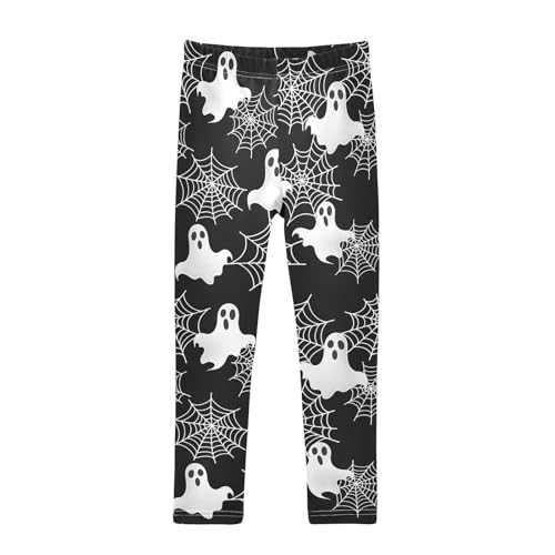 White Ghost Spider Web Girls Leggings Soft Stretch Workout Yoga Dance Pants for Kids Casual Tights