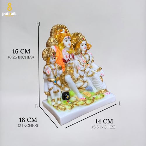 Image of Gold Plated Shiv Parivar Murti for Home Puja Mandir Marble Dust- 6.25 Inch | Shiv Parvati Ganesh Family Idol Statue Standard Size- Multicolor (16cm)