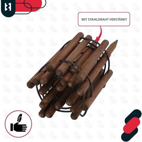 KOTARBAU® Kleiner Holzzaun 30 cm hoch Staketenzaun zum Stecken 180 cm Rollborder Gartenzaun Holz Beetumrandung Rollboarder Teichzaun Beetzaun Beeteinfassung