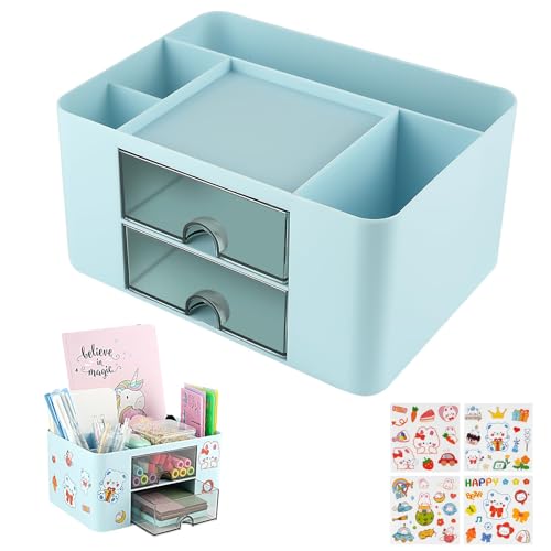 OFFCUP Desk Organiser with Drawer, Plastic Table Organiser