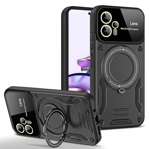Coque Moto G45 5G antichoc silicone rigide noir avec anneau de support arrière intégré