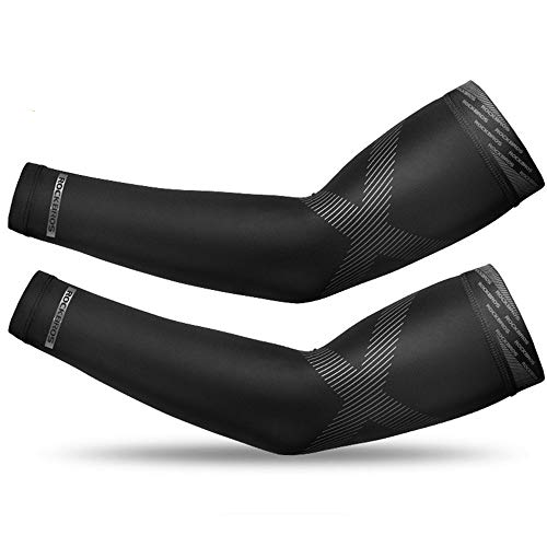 ZONSUSE Manguitos de Ciclismo, Manguitos Protección para el Brazo en Deporte, Mujeres Hombres Protección UV para Manga de Brazo para Ciclismo, Golf, Conducción, Pesca, Regalos (Negro, XL)